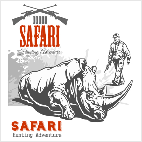 Safari hunting clud poster vector 01 safari poster hunting clud   