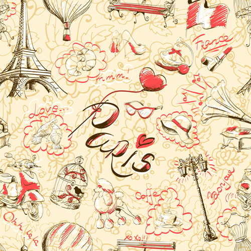 Fashion paris seamless pattern vectors 02 seamless pattern paris fashion   