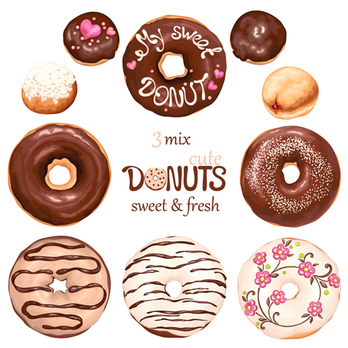 Cute donuts design vectors 03 donuts design cute   