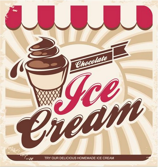 Chocolate ice cream vintage poster vector vintage ice cream chocolate   