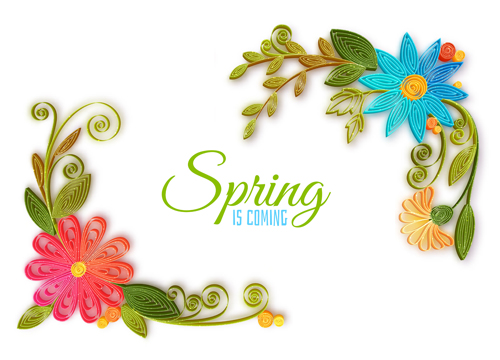 Handmade flower with spring background vector 04 spring Handmade flower   