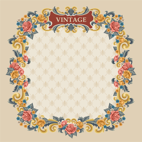 Vintage flowers frame vectors 02 vintage frame flowers   