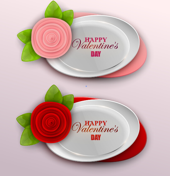 Valentines banner with cute flower vector valentines flower cute banner   