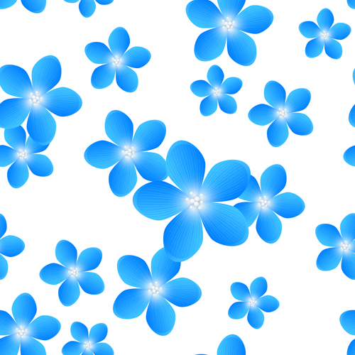 Blue flowers seamless pattern vector 01 seamless pattern flowers blue   