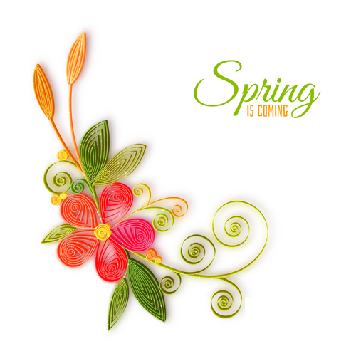 Handmade flower with spring background vector 02 spring Handmade flower   