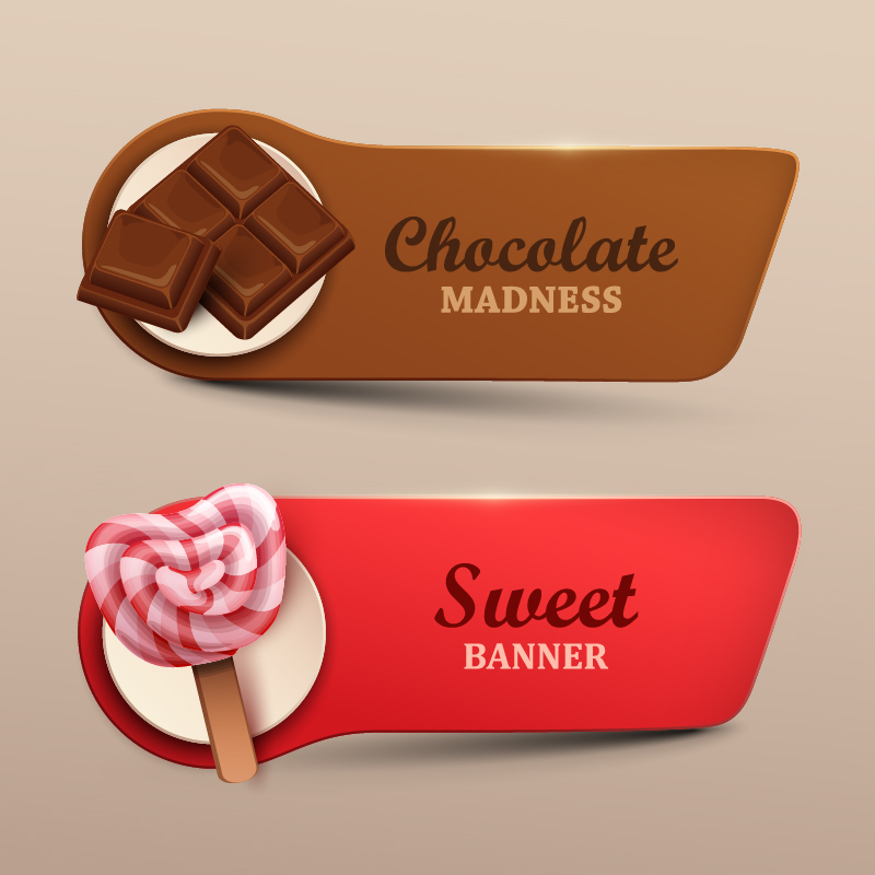 Chocolate with sweet banners vector sweet chocolate banners   