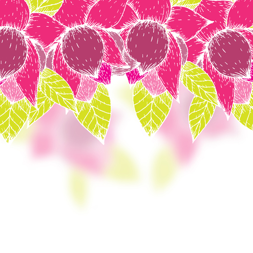 Pink flowers and yellow leaves vector background 05 yellow pink leaves flowers background   