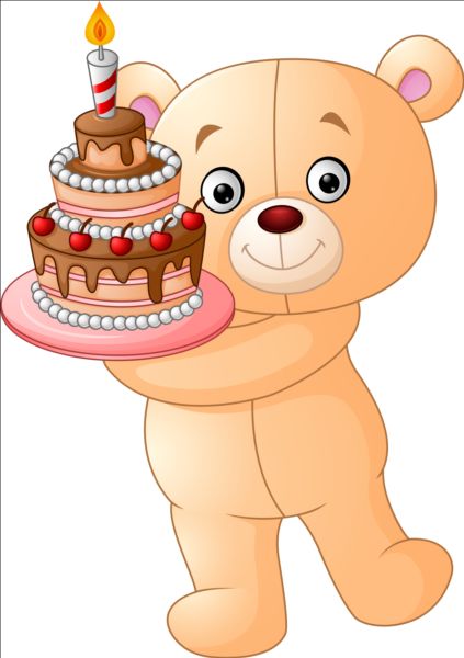 Birthday cake with teddy bear vector teddy cake birthday bear   