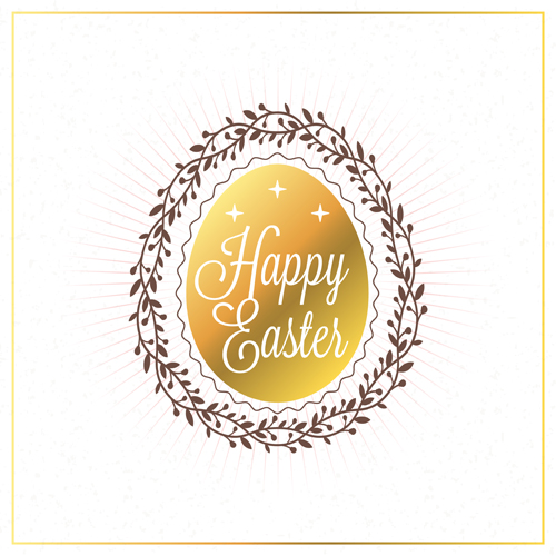 Happy easter background with egg and floral frame vector happy frame floral egg easter background   