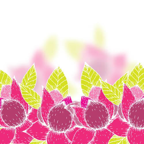 Pink flowers and yellow leaves vector background 04 yellow pink leaves flowers background   