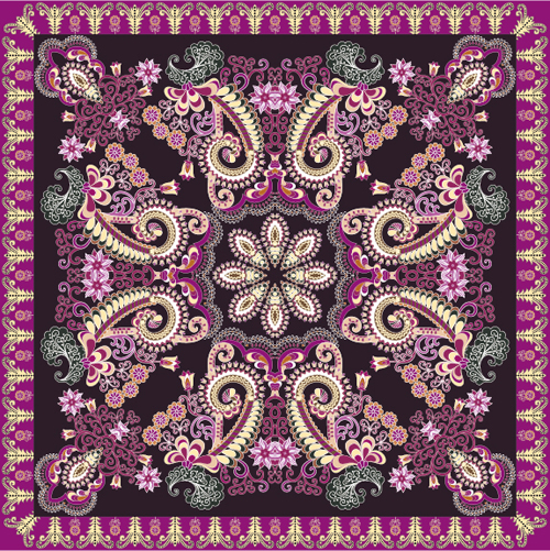 Bandanna floral ornaments with paisley pattern vector 05 pattern paisley ornaments floral Bandanna   