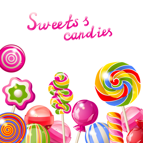 Sweets candies background vector material sweets candies   