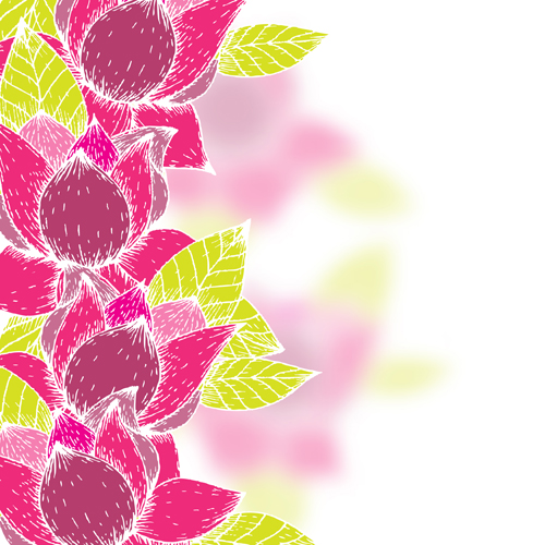 Pink flowers and yellow leaves vector background 03 yellow pink leaves flowers background   