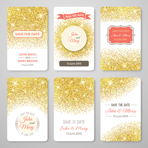 Shininy golden cards set vector 01 shininy golden cards   