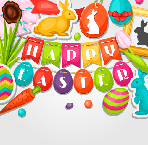 Easter background with sticker vector sticker easter   