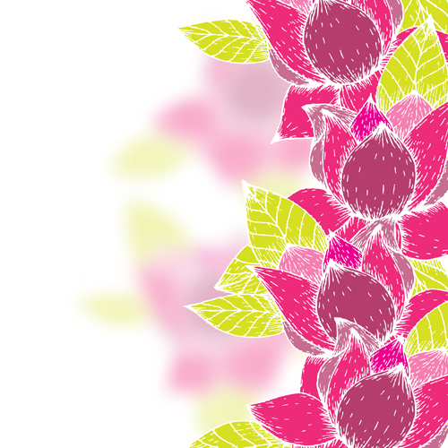 Pink flowers and yellow leaves vector background 02 yellow pink leaves flowers background   