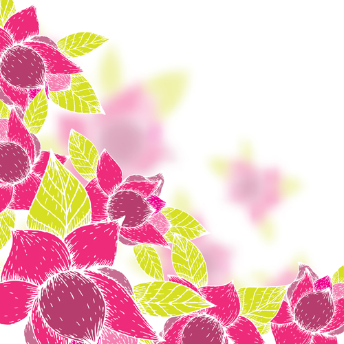 Pink flowers and yellow leaves vector background 01 yellow pink leaves flowers background   