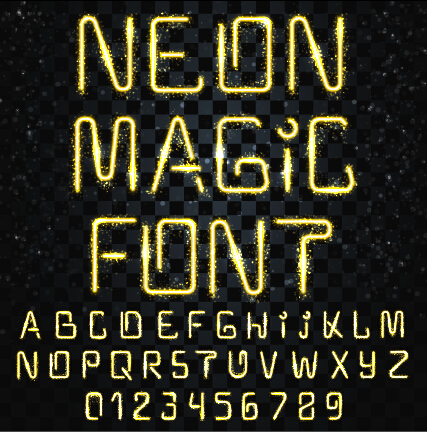 Golden glow alphabet with number vector number golden glow alphabet   