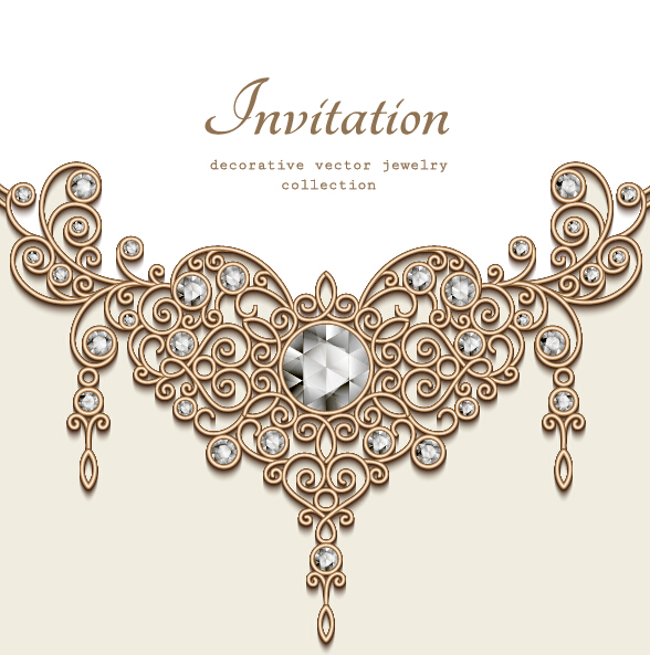 Jewelry decorative with invitation card vector 08 jewelry invitation decorative card   