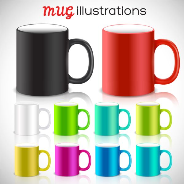 Colored mug illustration vector mug illustration colored   