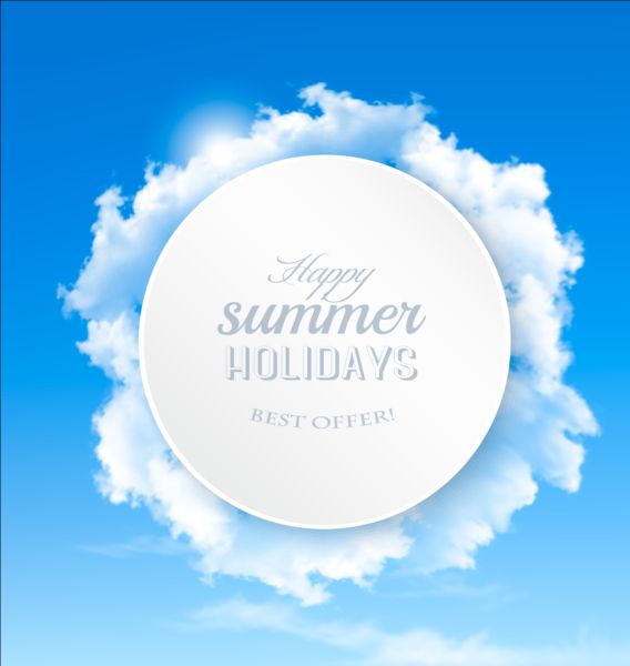 White cloud frame with blue sky background vector white sky frame cloud blue background   