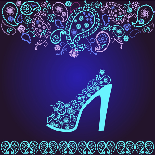 Floral shoes with paisley pattern vector 01 shoes pattern paisley floral   