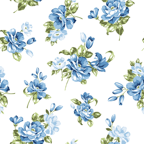 Blue flowers seamless pattern vector flowers blue   