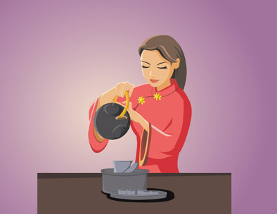 Pour the tea for female vector women vector character female   