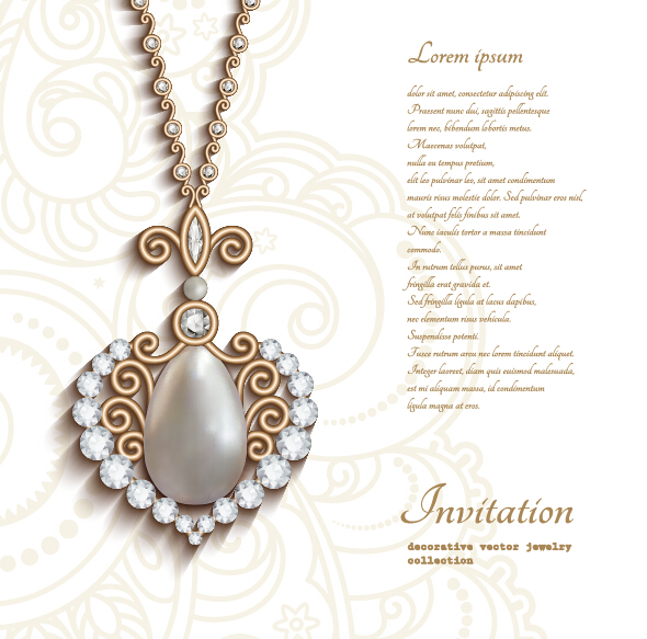 Jewelry decorative with invitation card vector 04 jewelry invitation decorative card   