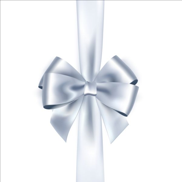 Silver ribbon bows vector 02 silver ribbon bows   