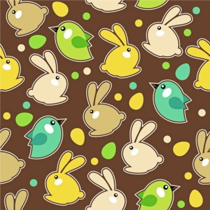 Cute rabbits with birds seamless pattern vector seamless rabbits cute birds   