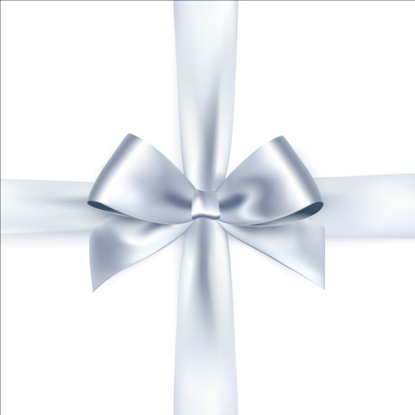 Silver ribbon bows vector 01 silver ribbon bows   