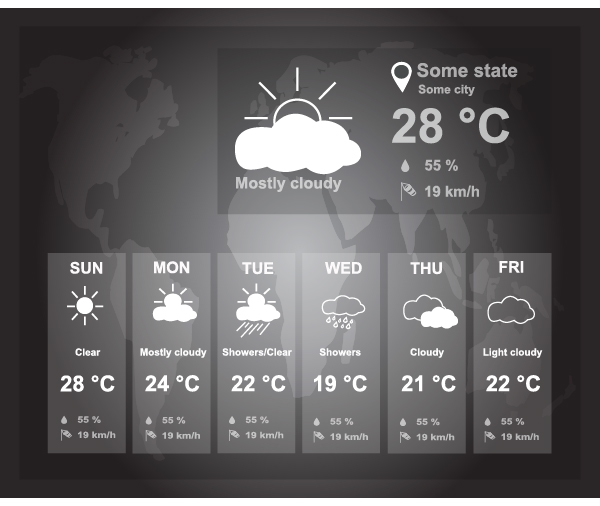 UI weather widgets vector material 04 widgets weather material   