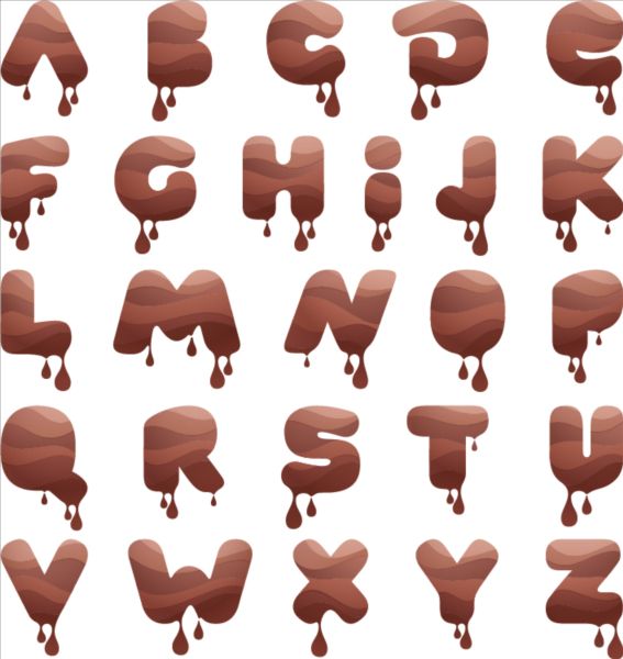 Chocolate drip alphabet vector material 03 drip chocolate alphabet   