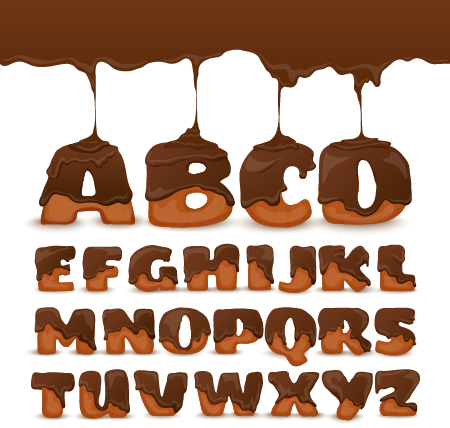 Chocolate drip alphabet vector material 02 drip chocolate alphabet   