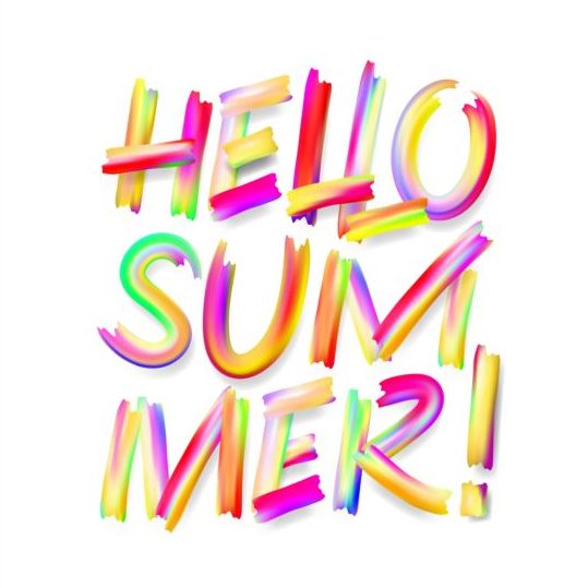 Hello summer colored text design vector text summer hello colored   