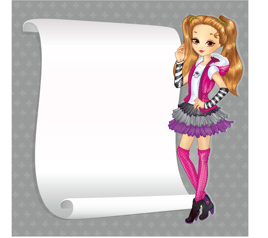 Beautiful girl with blank paper vector 04 paper girl blank beautiful   