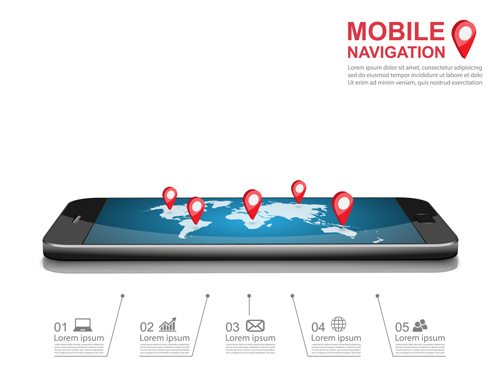 Mobile with navigation vector template 05 navigation mobile   