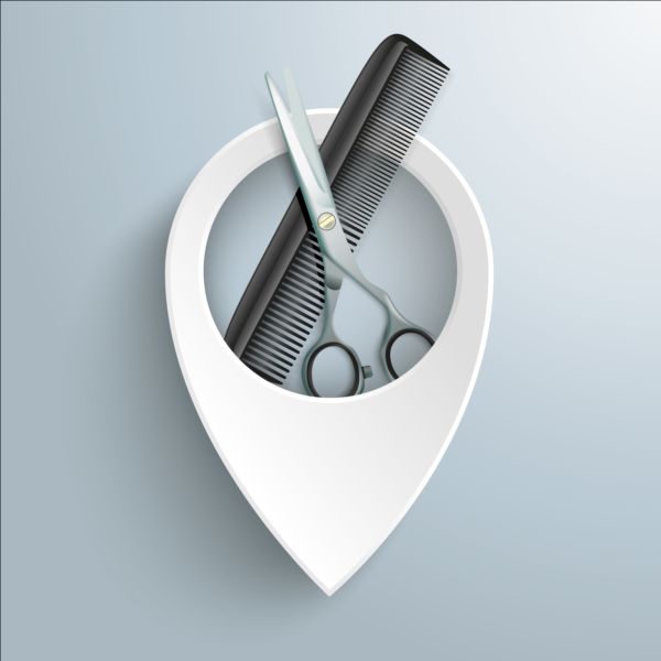 Scissors Comb with white infographic vector 02 white scissors infographic comb   