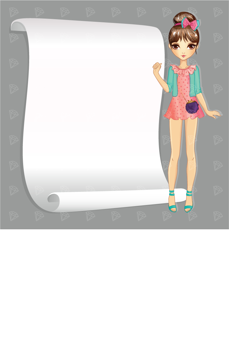 Beautiful girl with blank paper vector 03 paper girl blank beautiful   