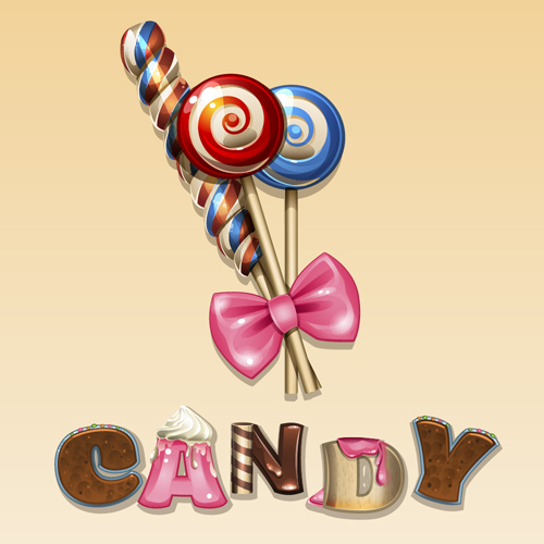 Cute candy with pink bow vector pink cute candy bow   