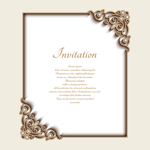 Vintage golden frames with diamond invitation vector 02 vintage invitation golden frames diamond   