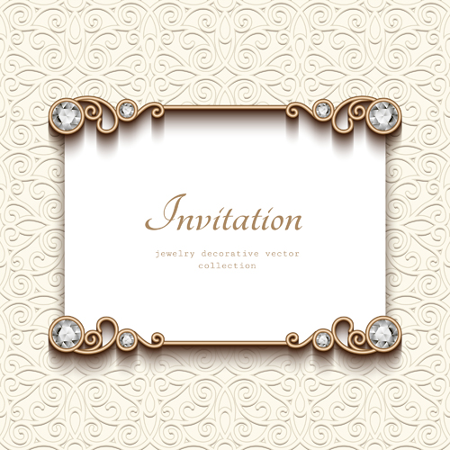 Vintage golden frames with diamond invitation vector 01 vintage invitation golden frames diamond   