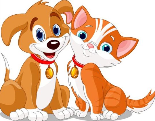 Cute dog with cat vector illustration 02 dog cat   