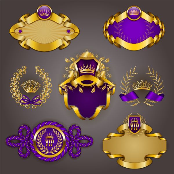 Gold crown VIP labels vector set 11 vip labels gold crown   