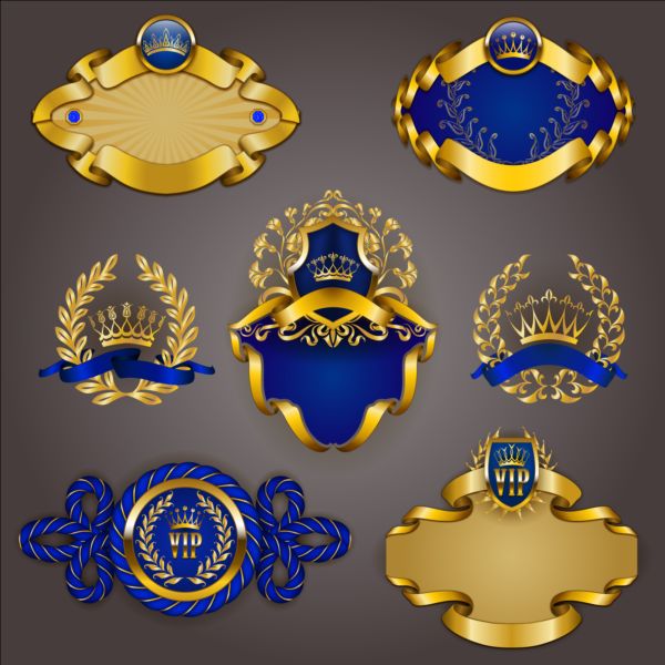 Gold crown VIP labels vector set 10 vip labels gold crown   