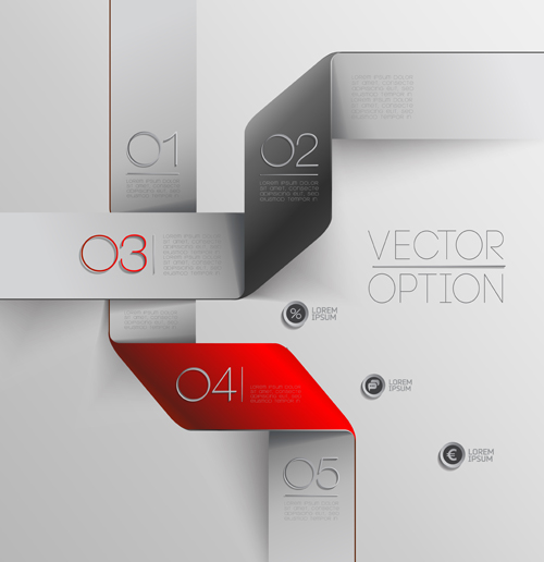 Options with ribbon infographics vector template 03 ribbon options infographics   