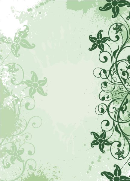 Green decor floral with grunge background vector 06 grunge green floral decor background   