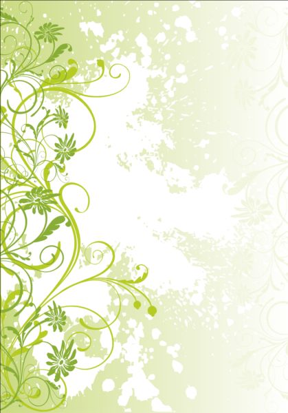 Green decor floral with grunge background vector 05 grunge green floral decor background   