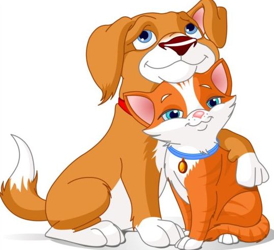 Cat and dog hug vector material hug dog cat   